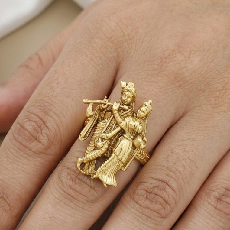 Exquisite Indian Antique Radha Krishna Ring