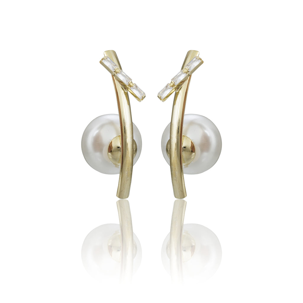 New Sterling Fancy Earrings With Big Perl