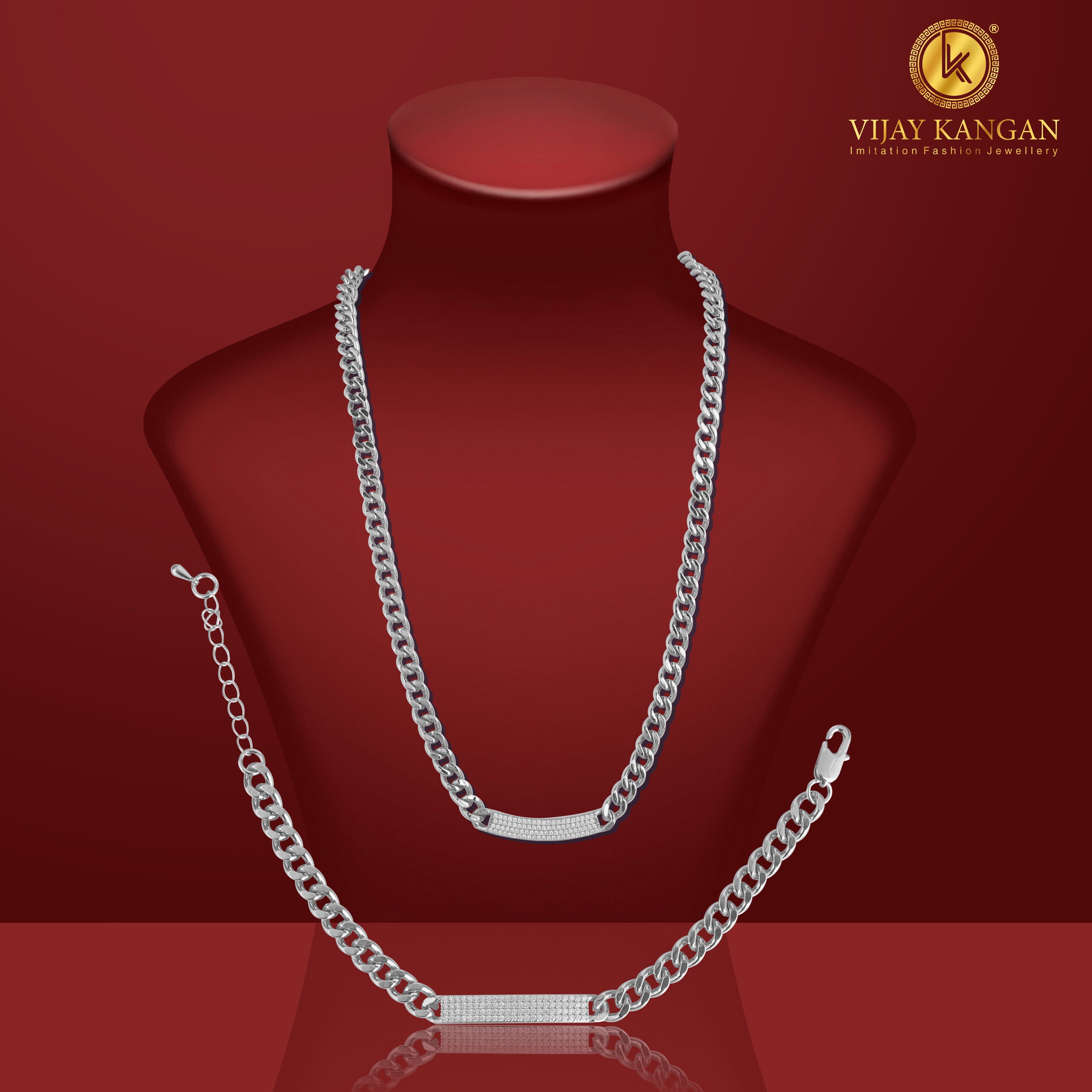 Silverpolish Necklace And Bracelet With Diamond Combo Jewelry