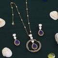 Circle Big Pendent Fusion Necklace Set with Colors