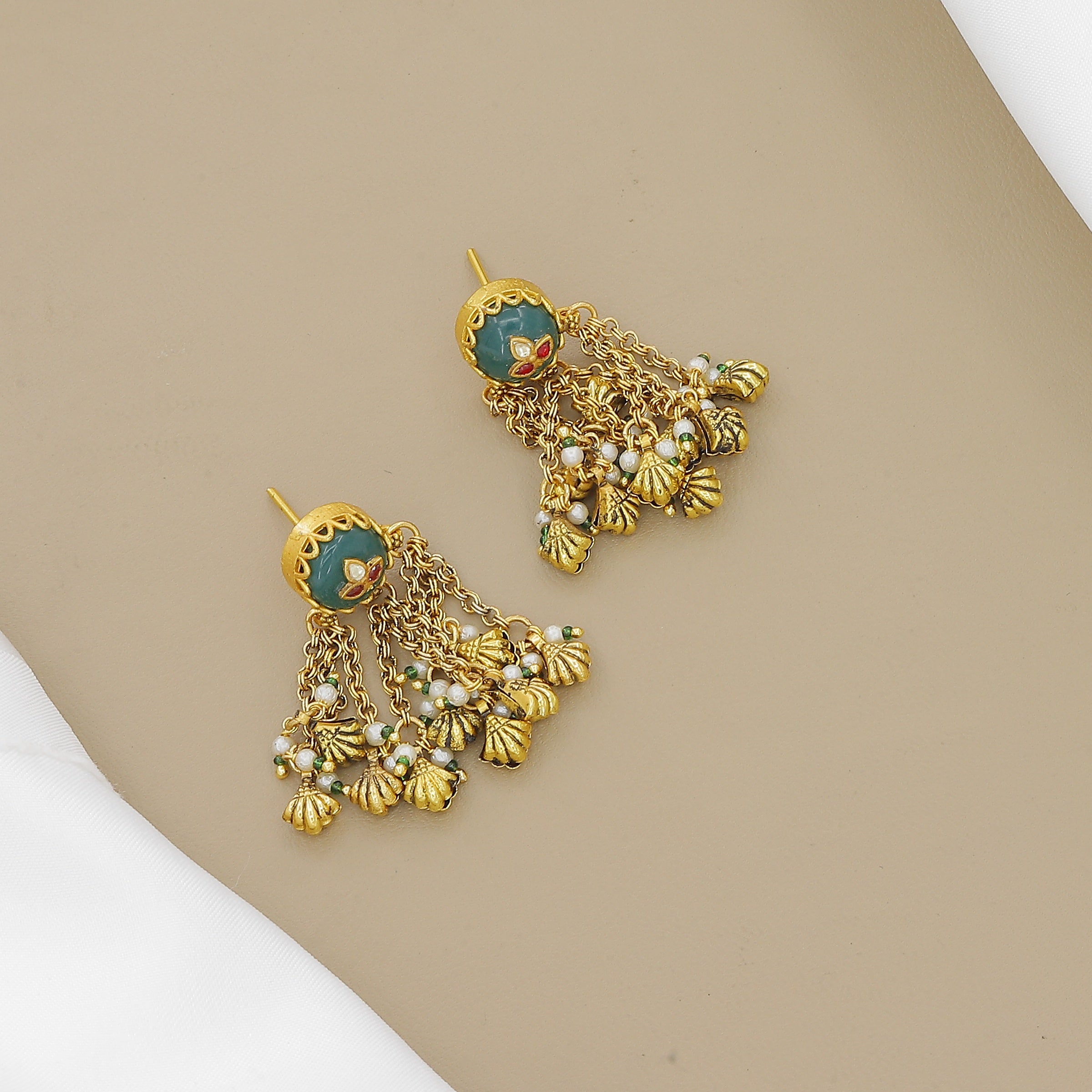 Antique Gold Plated Choker Necklace with Matching Earrings