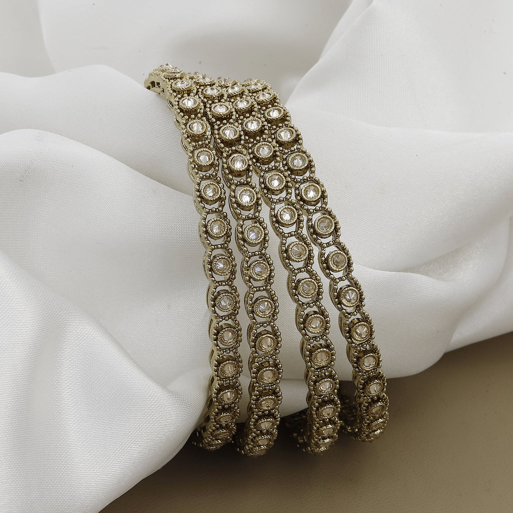 Mahendi Polish Solitaire American Diamond Set of 4 Bangles