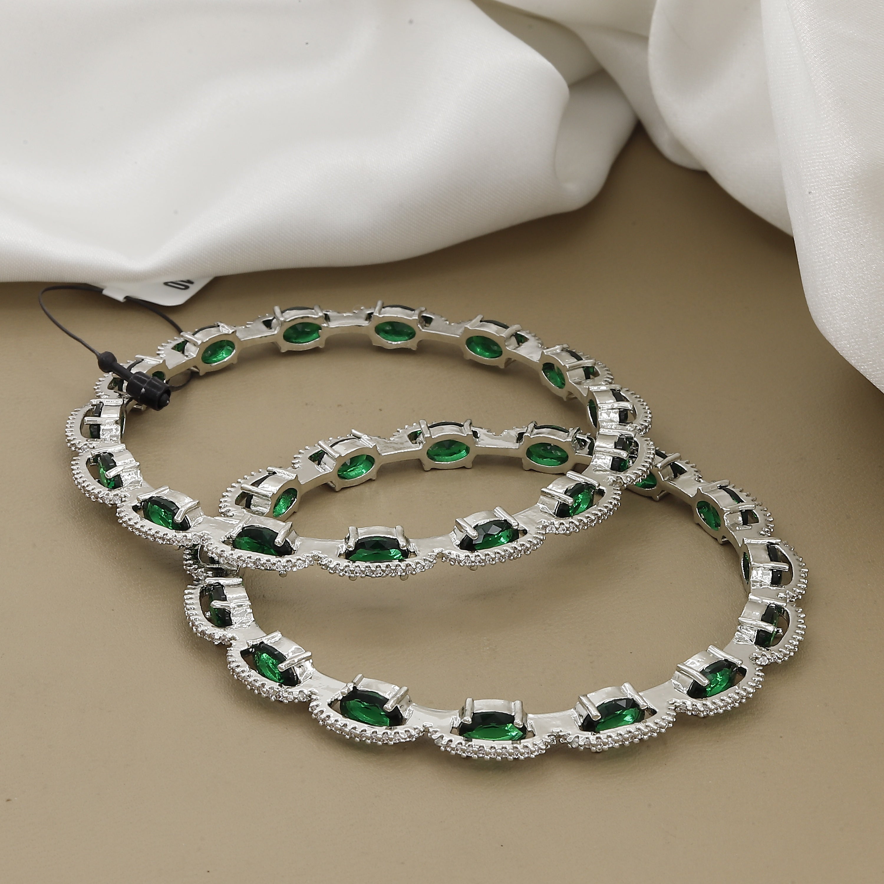 Silver Polish Diamond AD Bangles with Colors