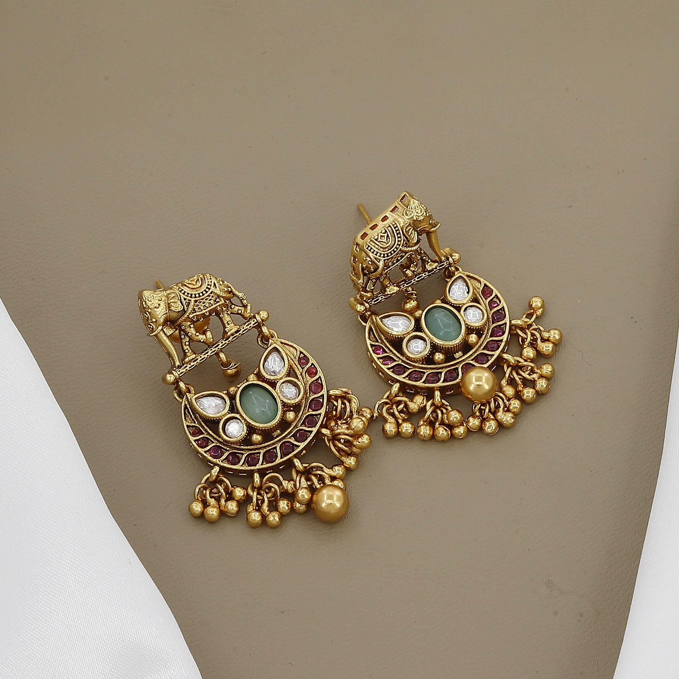 Antique Peacock & Elephant Motif Necklace Set