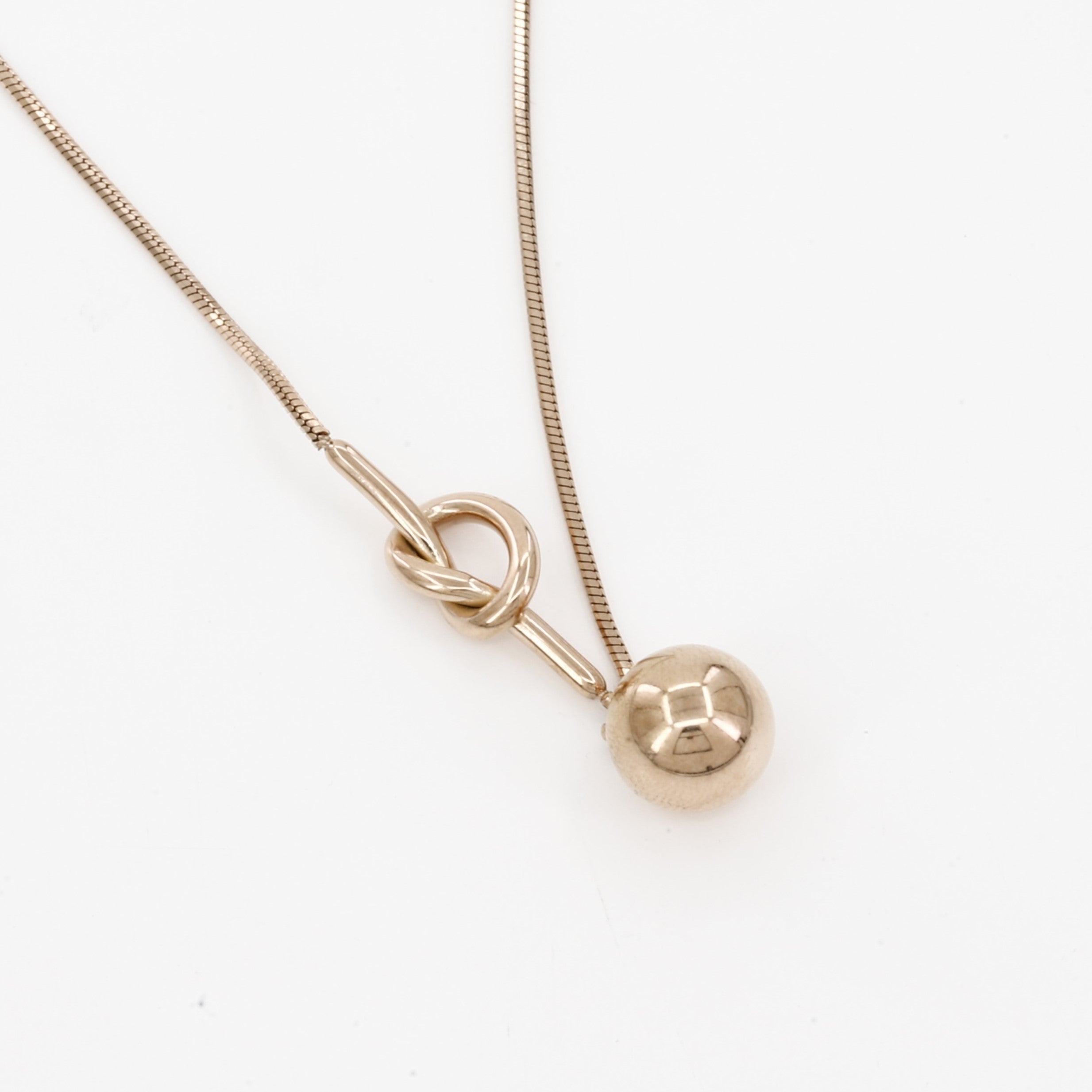 Gold-Tone Tie Knot & Polished Ball Lariat-Style Necklace
