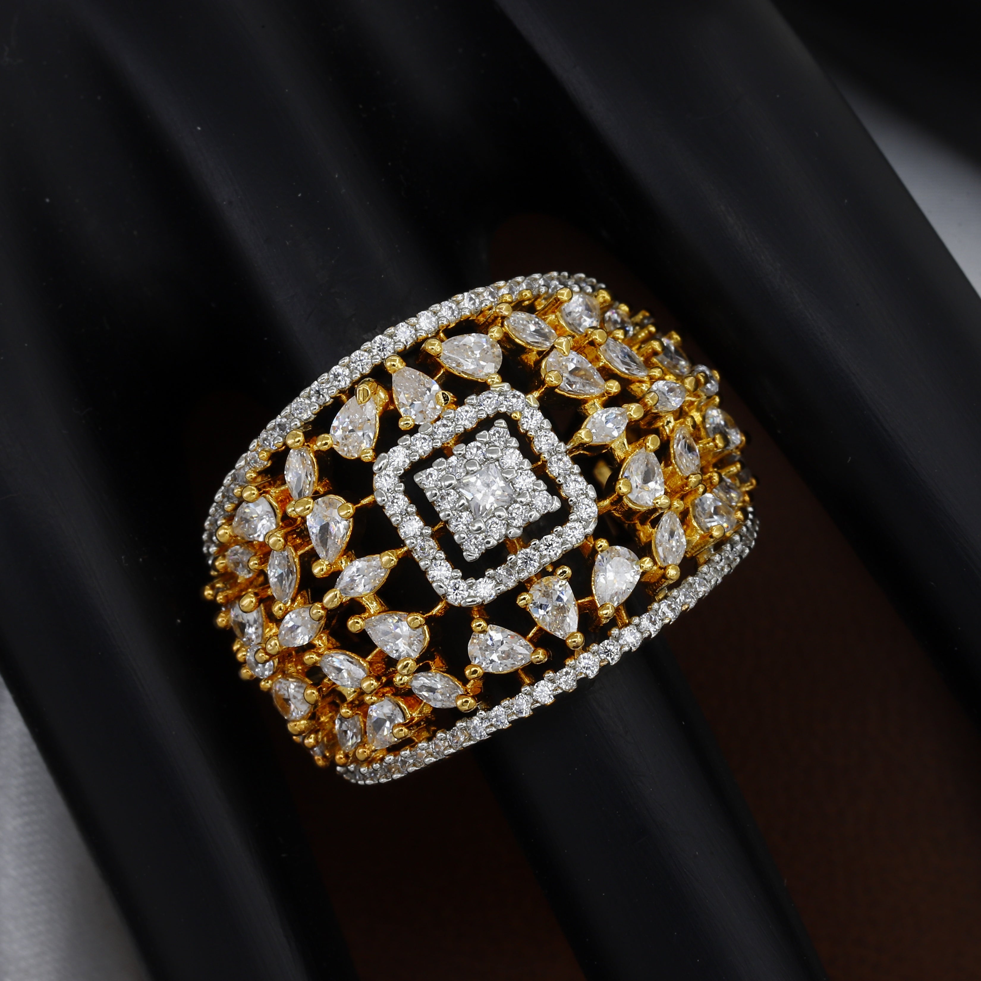 Luxury Gold & Rhodium Plated Statement Ring