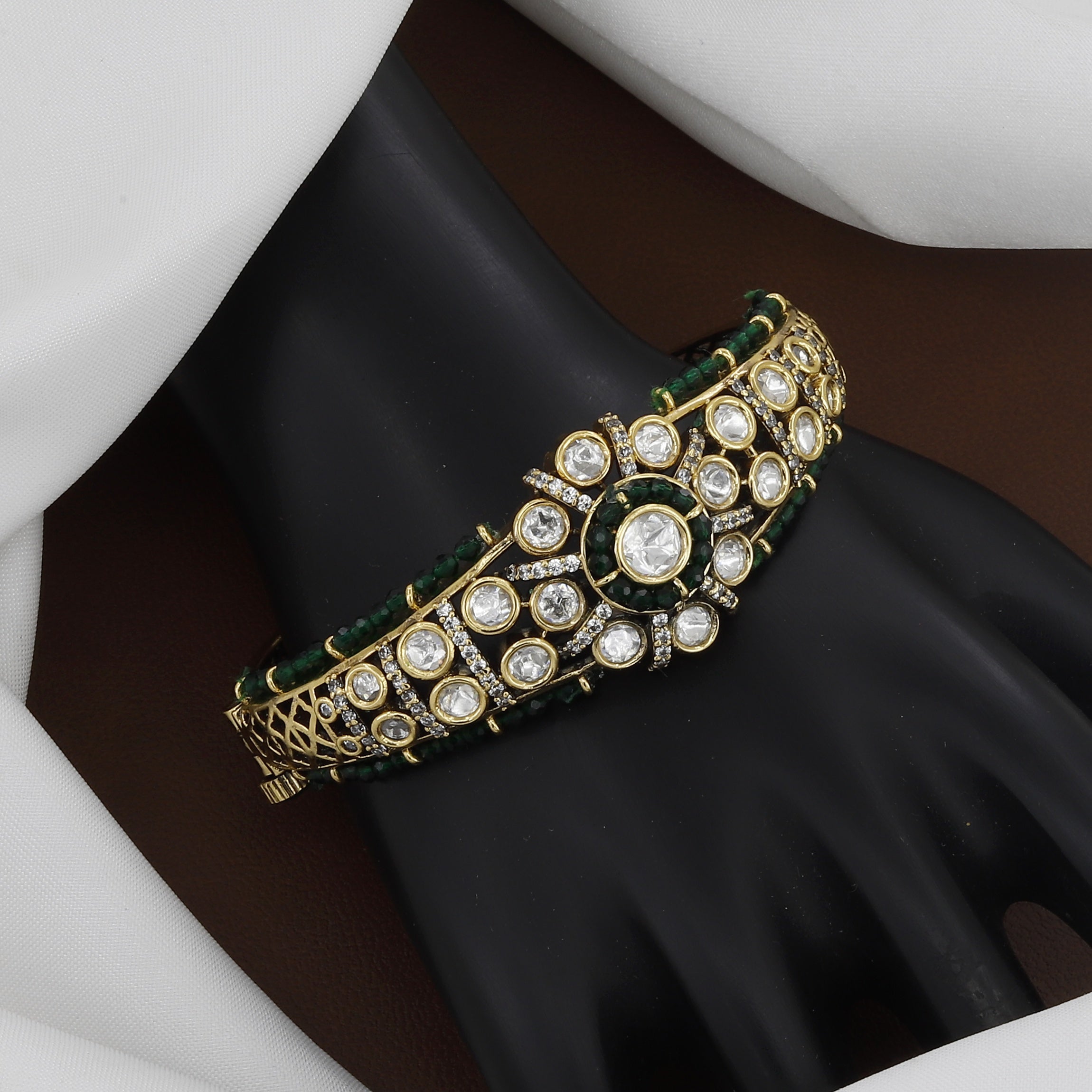 Traditional Indian Antique Gold-Plated Free Size Kada