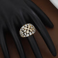 Sparkling Full Pave Gold Tone Clear Crystal Cluster Diamond Ring