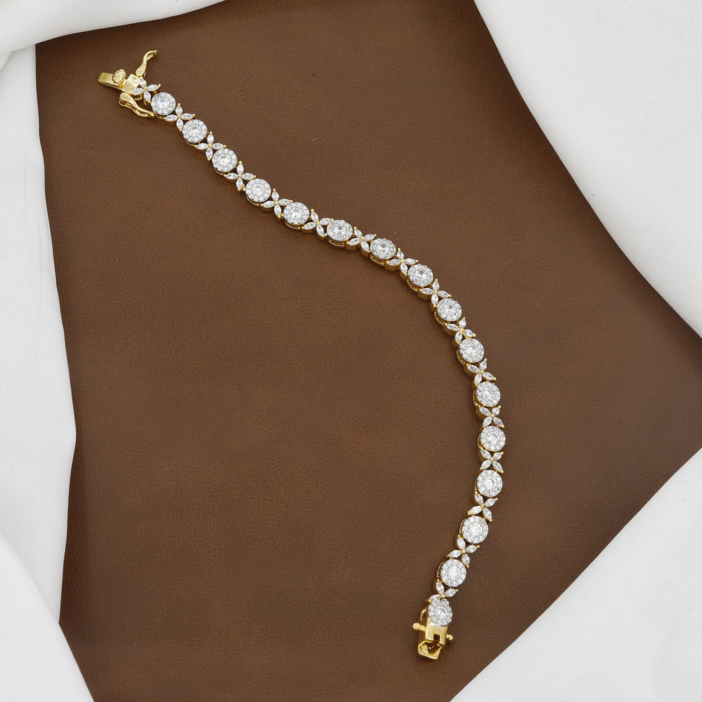 Party Wear Luxury CZ Stone Gold Tone Tennis Bracelet