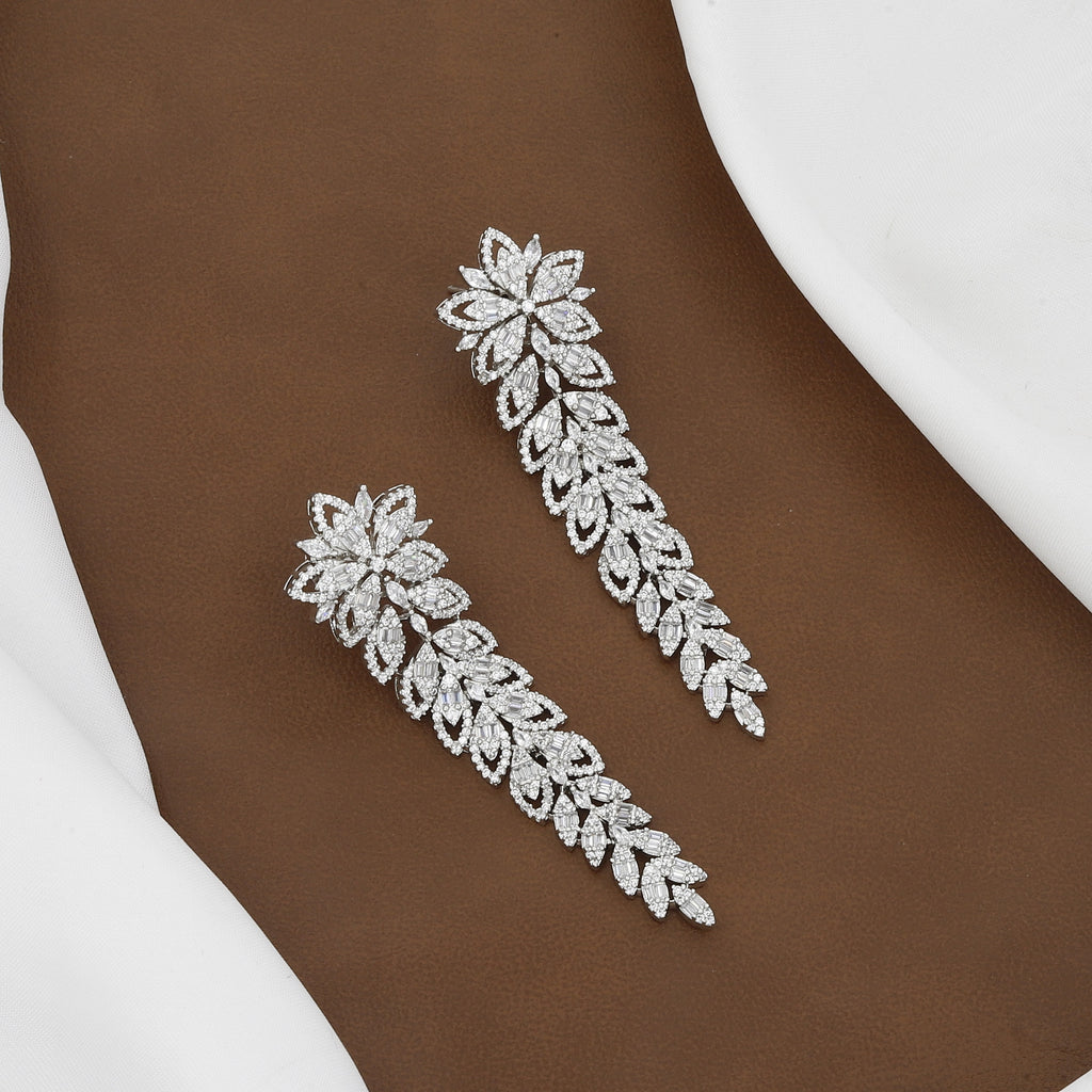 Floral  Botanical Leaf American Diamond Necklace Set