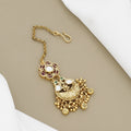Traditional Kundan & Ruby Maang Tikka with Gold Dangles