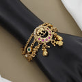 Multi-Strand Gold Bracelet with Chandbali Motif and Ghungroo Drops
