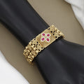 Ruby Stone Center Antique Gold Filigree Bracelet
