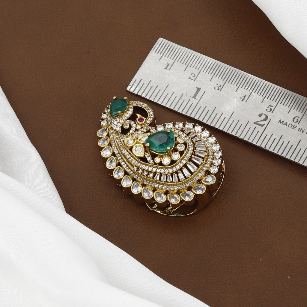 Victorian Polished Paisley Kundan Pendant & Earring Set