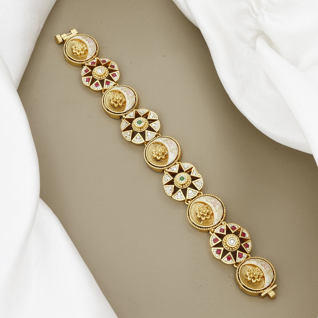 Heritage Enamel and Multi-Stone Gold-Plated Link Bracelet