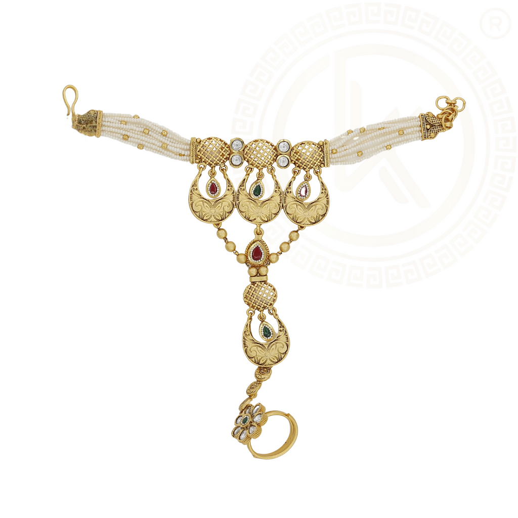 Elegant Antique Hathphool with Pearls and Filigree