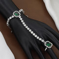 Silver Polished Emerald & CZ Stone Diamond Hath Panja with Colors