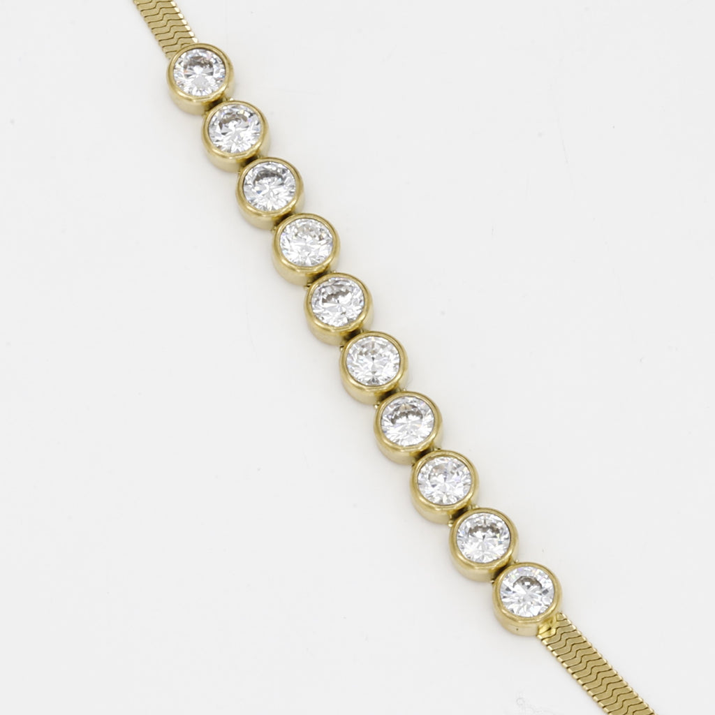 Elegant Gold Snake Chain Bracelet with Bezel Crystals