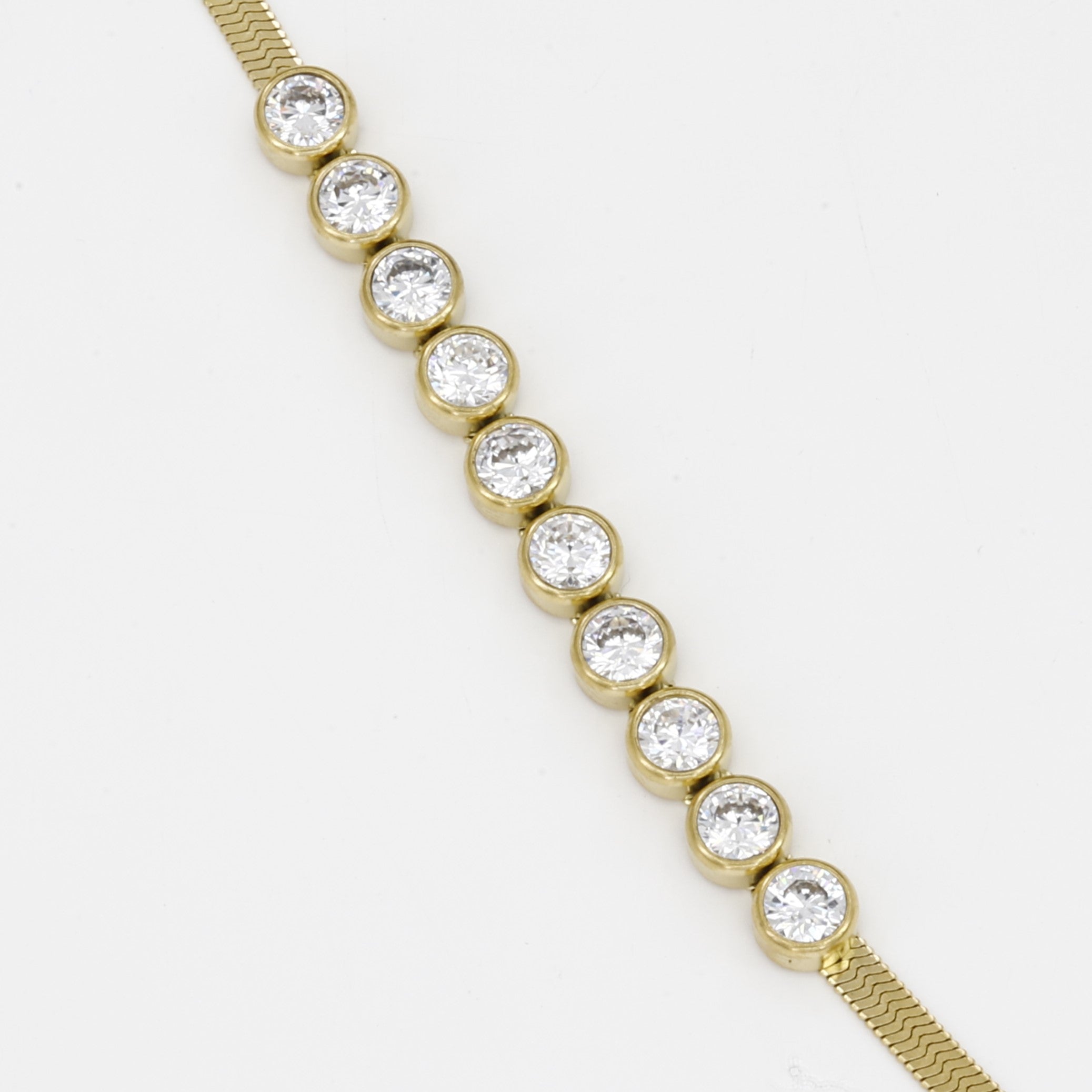Elegant Gold Snake Chain Bracelet with Bezel Crystals