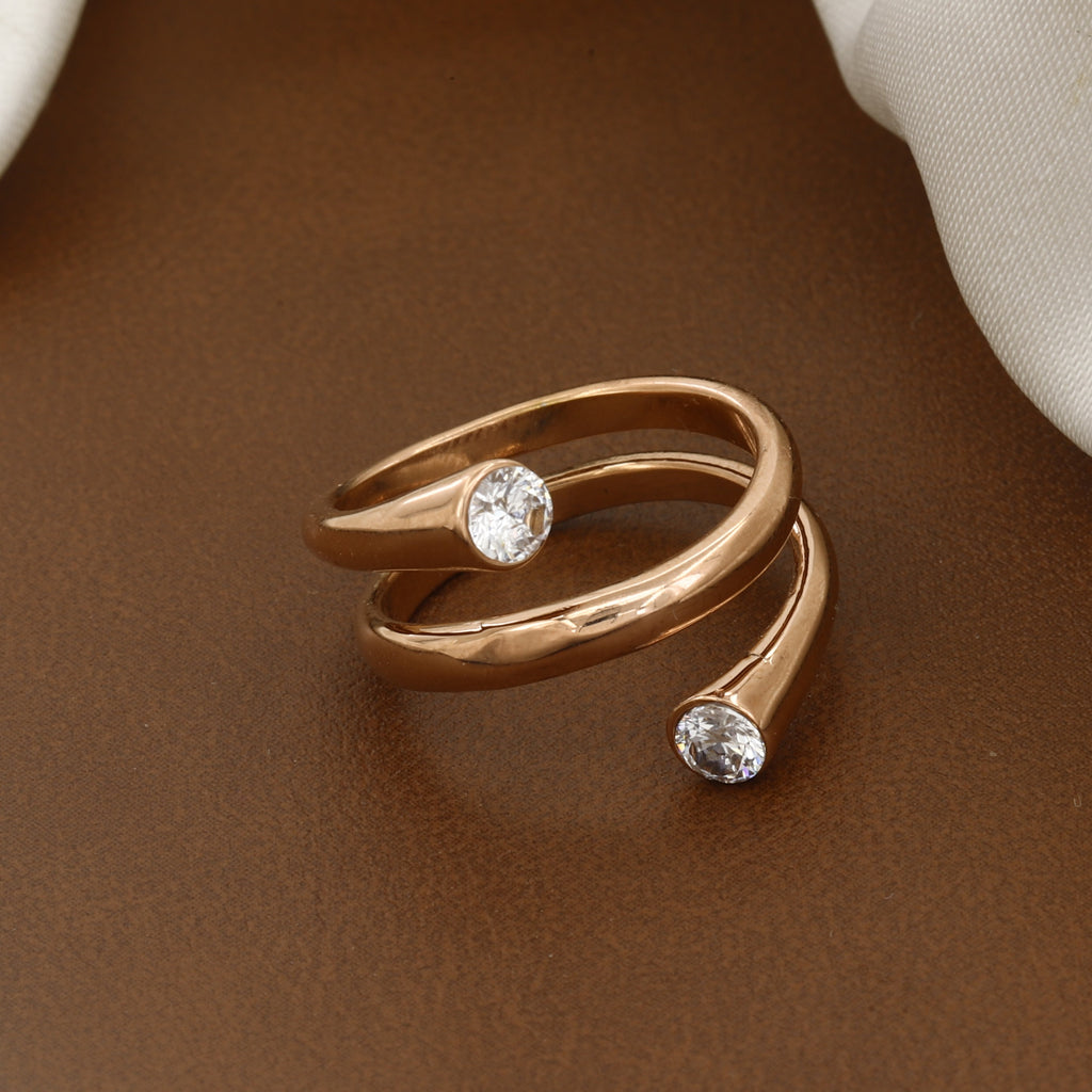 Rosegold-Tone Double Spiral Wrap Ring