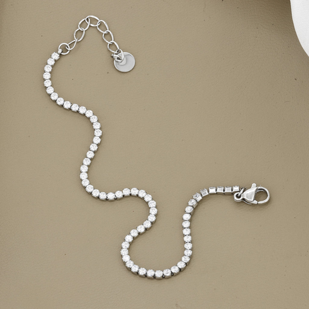 Classic Silver Tone Adjustable Tennis Bracelet