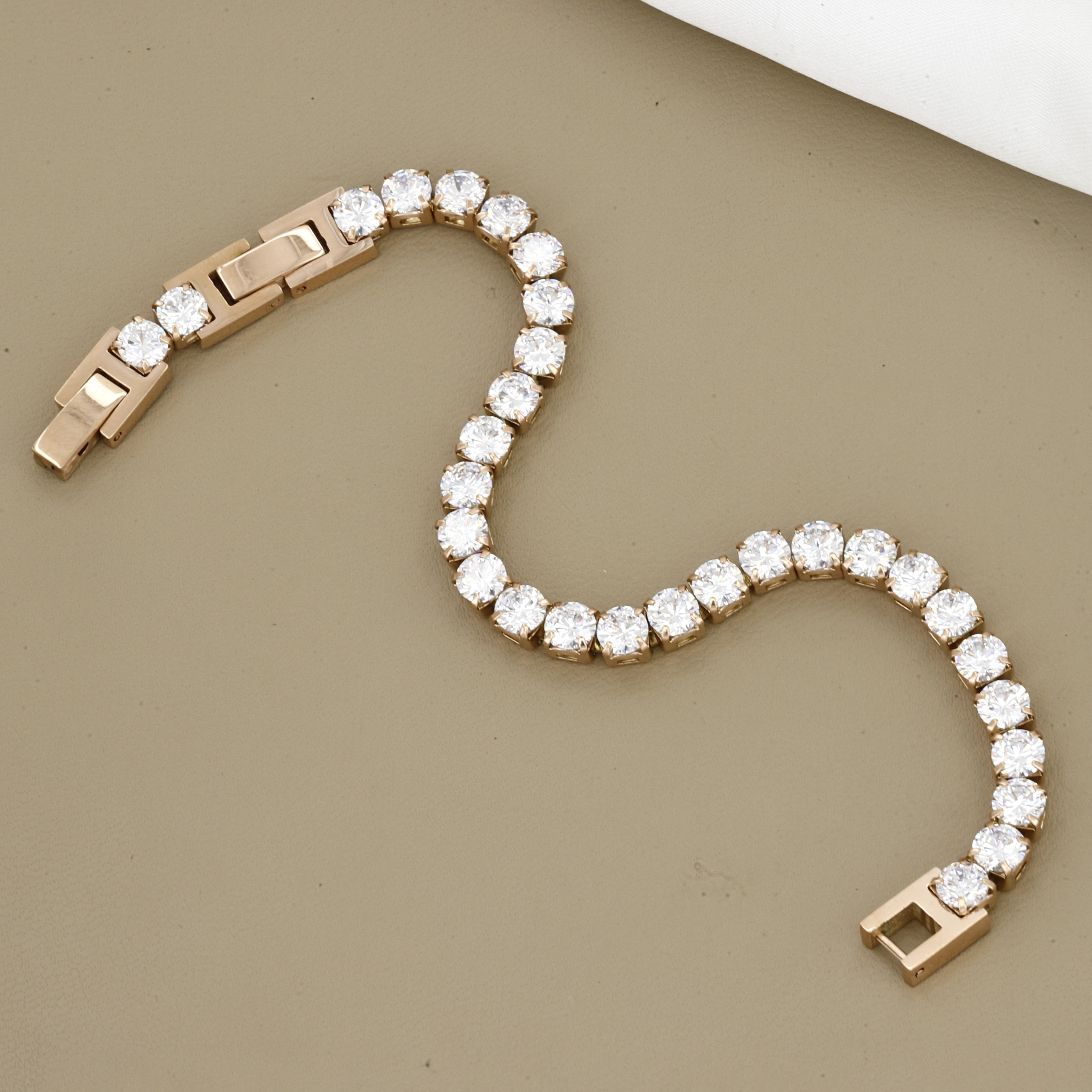 Faux Diamond Everyday Jewelry Elegant Gold Tennis Bracelet