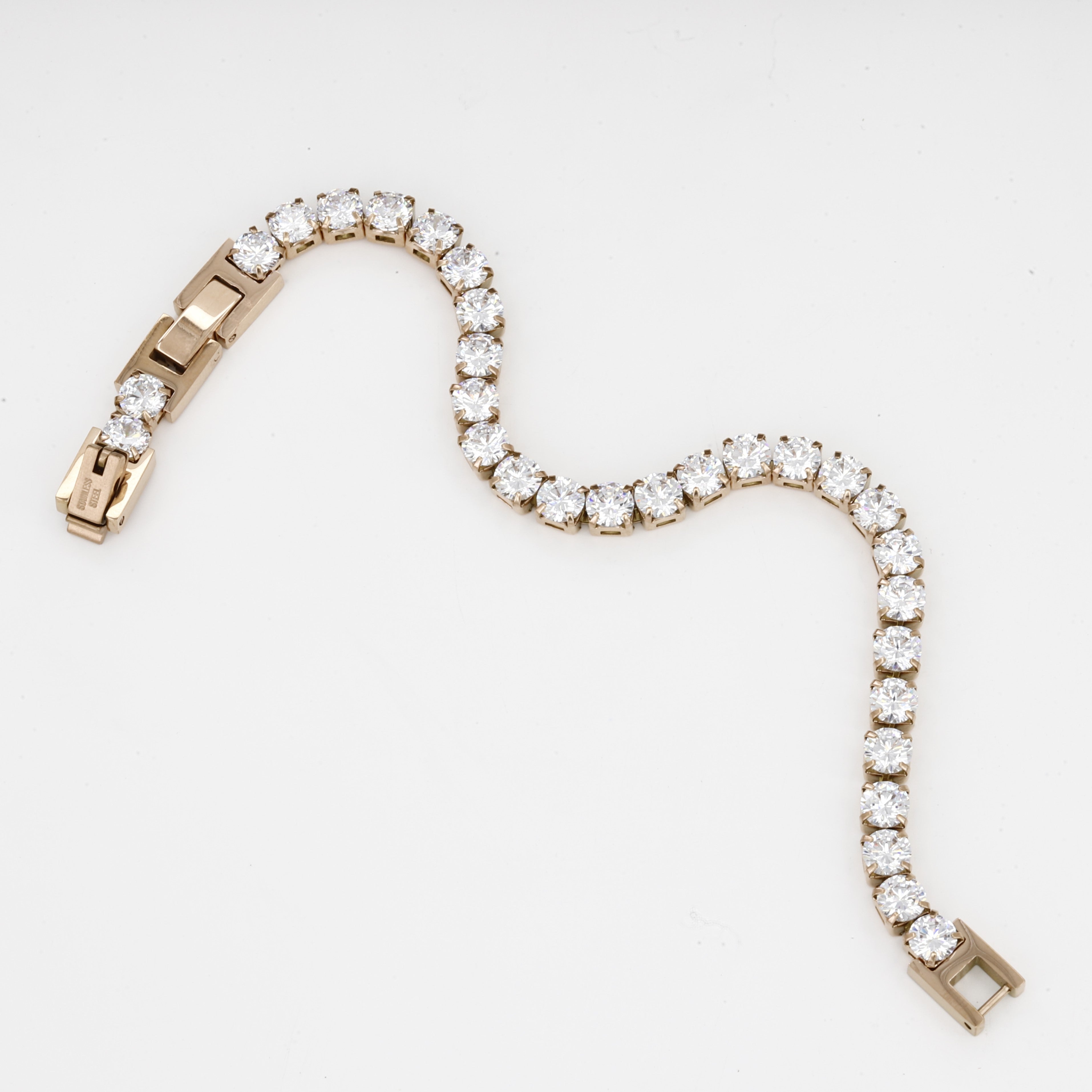 Faux Diamond Everyday Jewelry Elegant Gold Tennis Bracelet