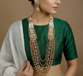 Grand Jadau Kundan & Ruby Necklace Set with Jhumka Earrings