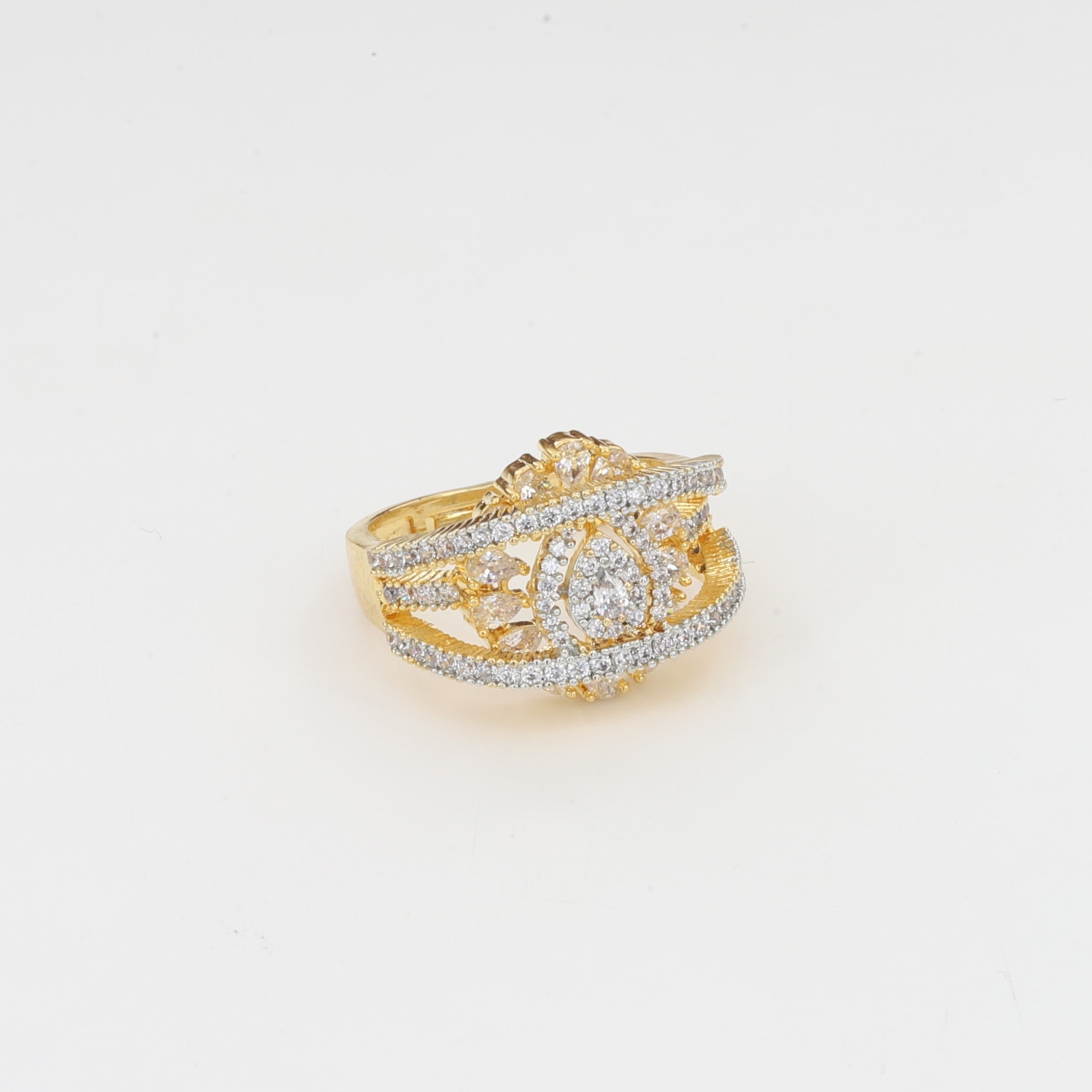 Elegant Gold Tone Statement Ad Ring