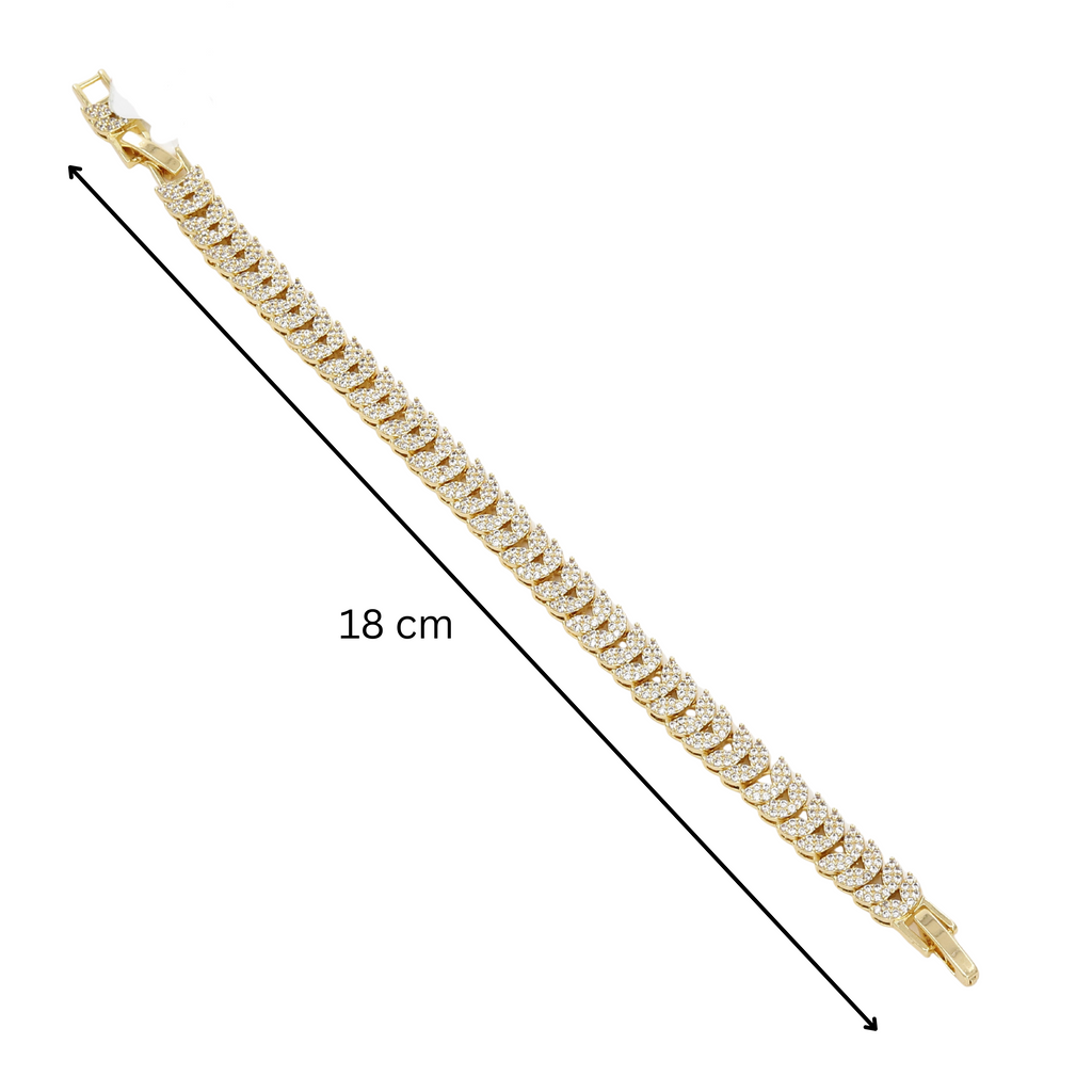 Gold Leaf Design Cubic Zirconia Tennis Bracelet