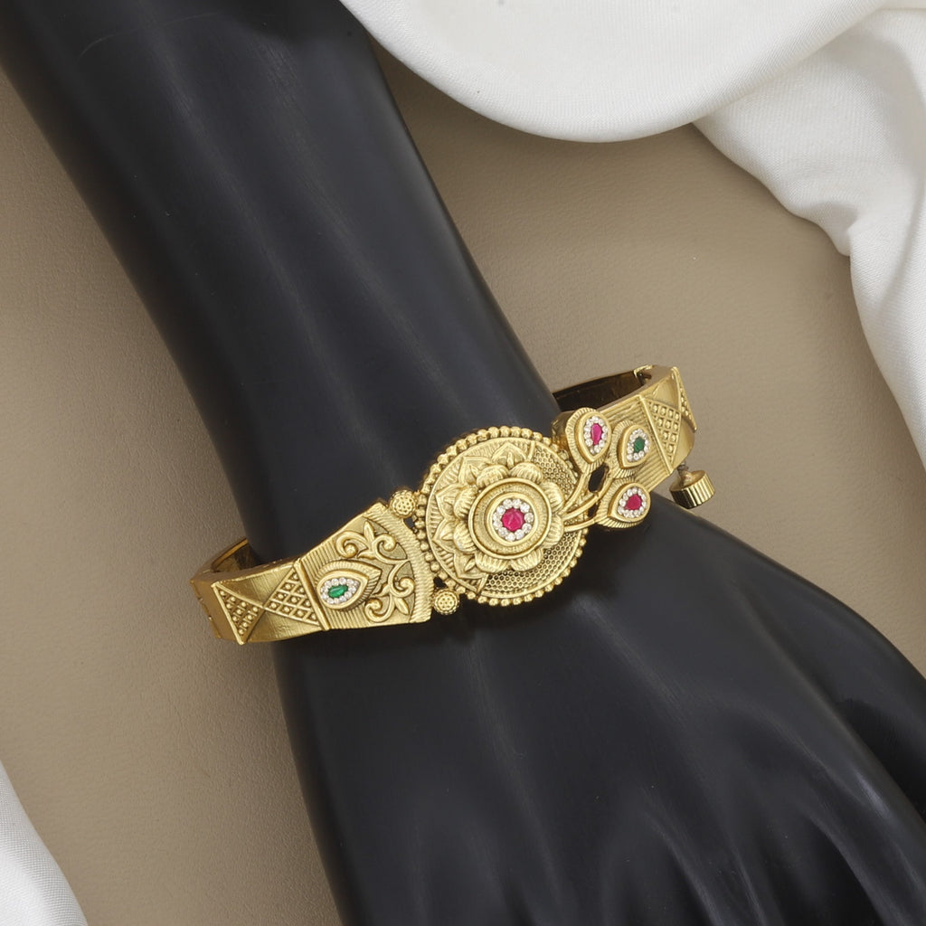 Exquisite Traditional Gold Plated Floral Bangle Kada