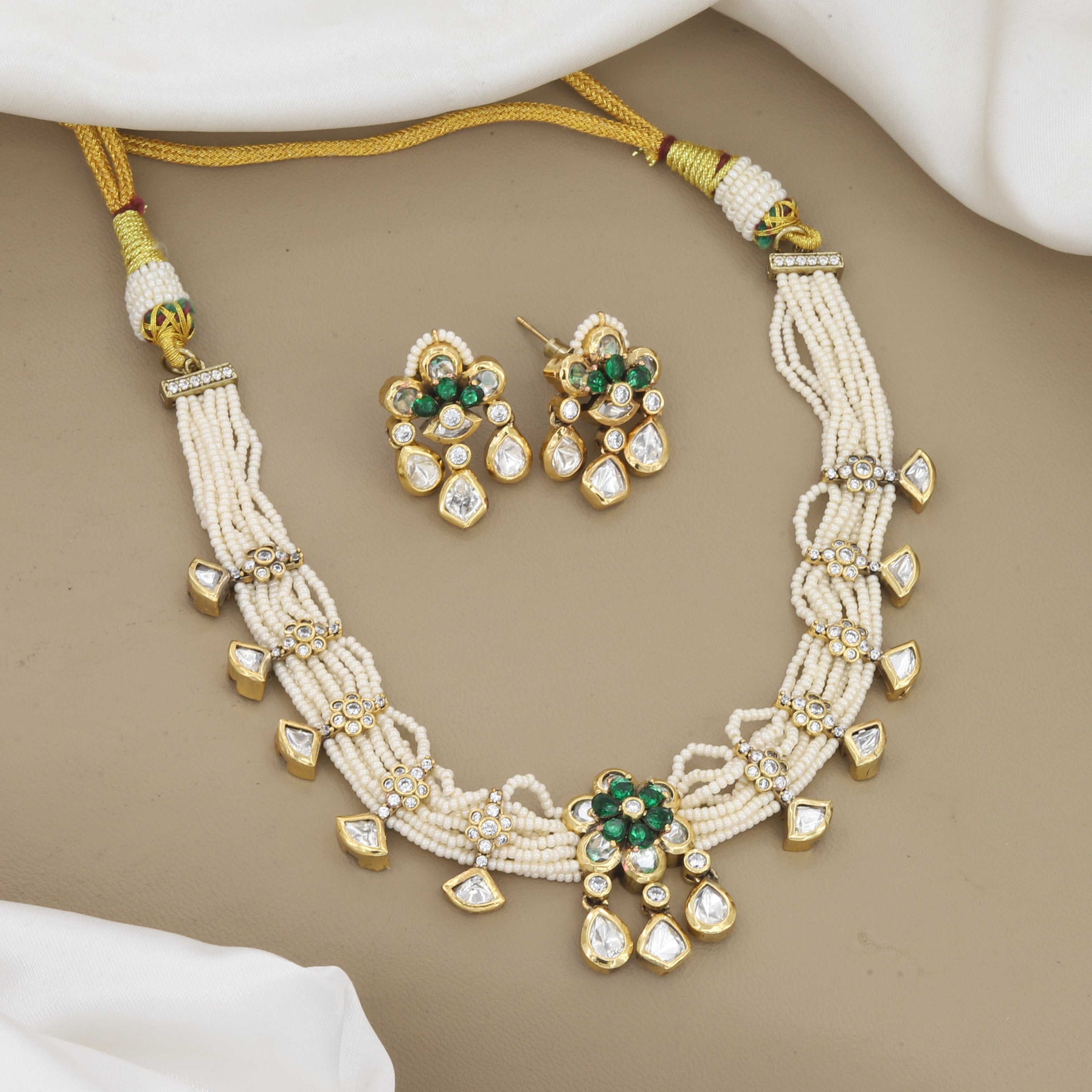 Victorian Polish Traditional Multi-Strand Seed Pearl Necklace Set