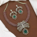 Mehndi Polished Luxury Ruby and Emerald Diamond Necklace Set