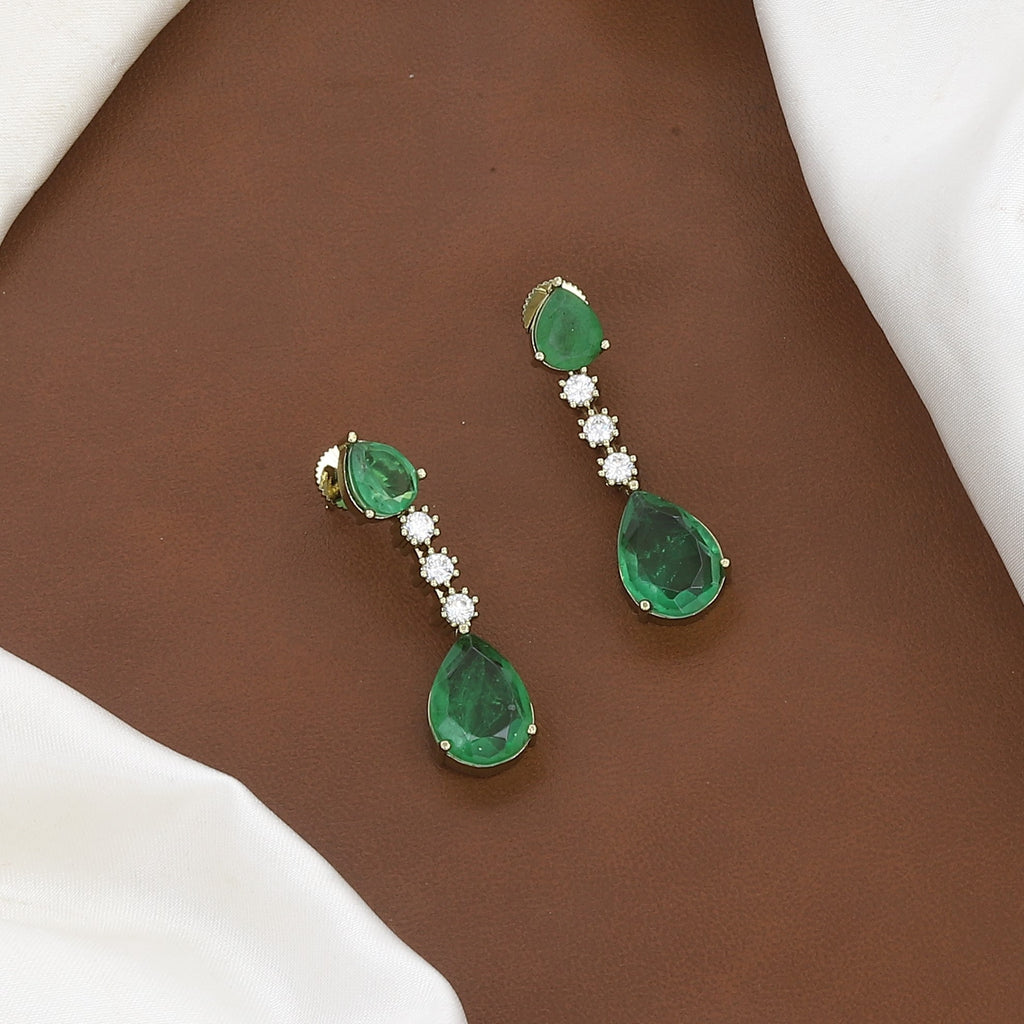 Elegant Emerald & Ruby Teardrop Necklace Set