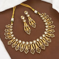 Antique Matte Gold Polki Necklace Set with Textured Motifs