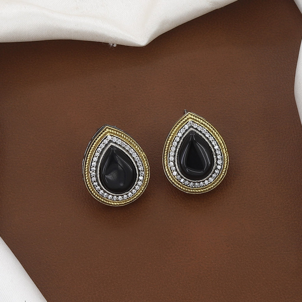 Dual-Tone Black Onyx Necklace Set with Gold Bird Motifs
