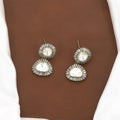Polki Baguette Crystal Drop Kundan Earrings