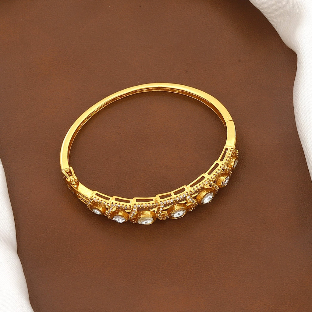 Elegant Gold Tone Kundan Wedding Kada Bracelet