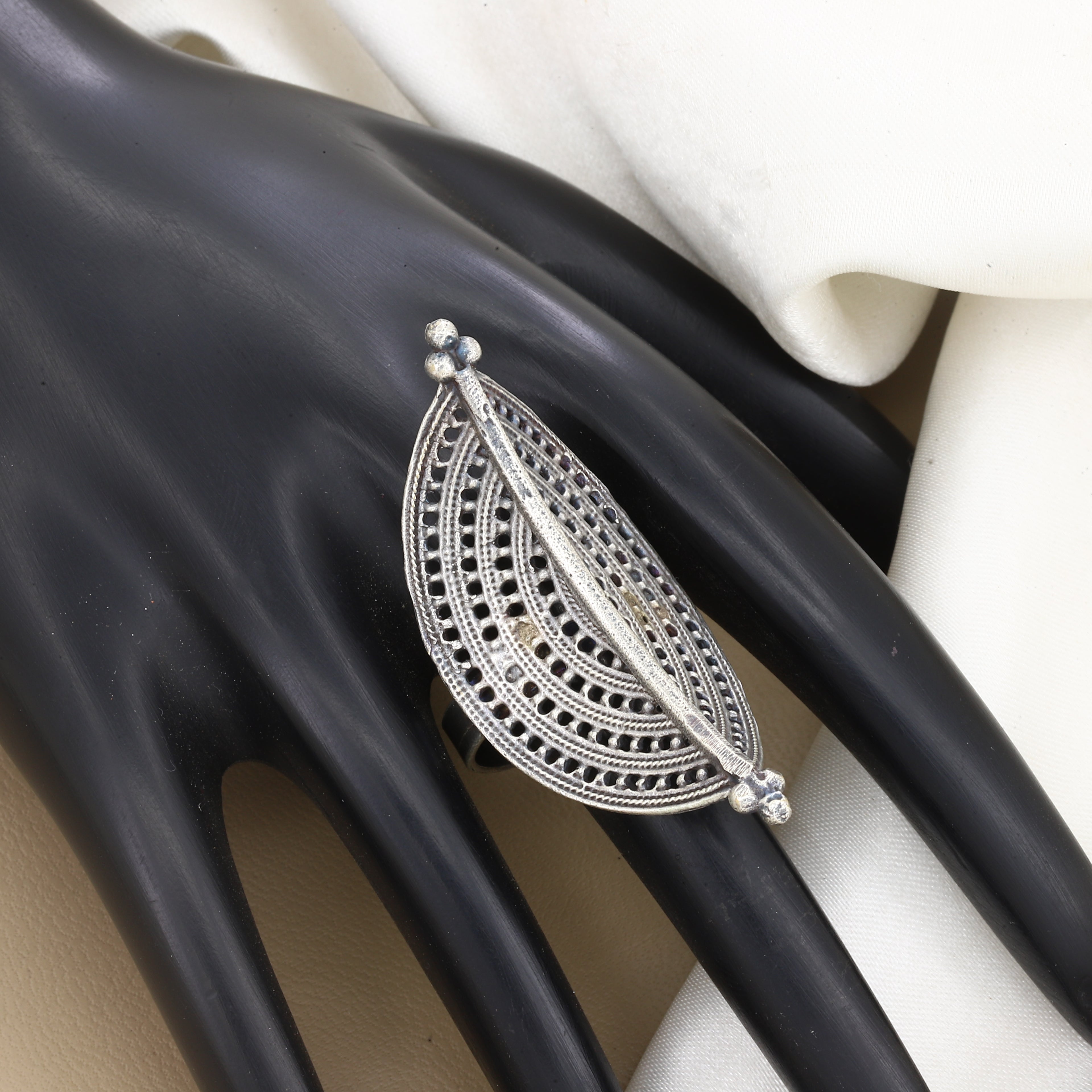 Oxidized Silver Shield Statement Ring