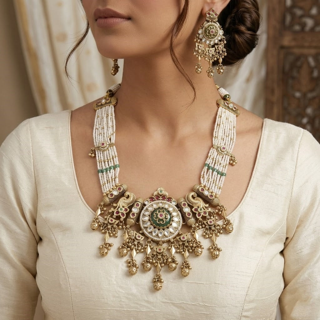 Traditional Heritage Kundan & Pearl Necklace Set