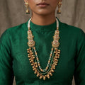 Grand Layered Necklace with Ruby, Kundan, and Green Beads