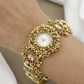 Ethnic Gold Pearl & Stone Timepiece Traditional Indian Jewelry Watch