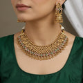 Antique Gold Toned Choker Necklace Set with Jhumka Earrings