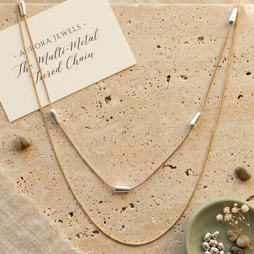 Silver Accents Minimalist Two-Tone Layered Necklace
