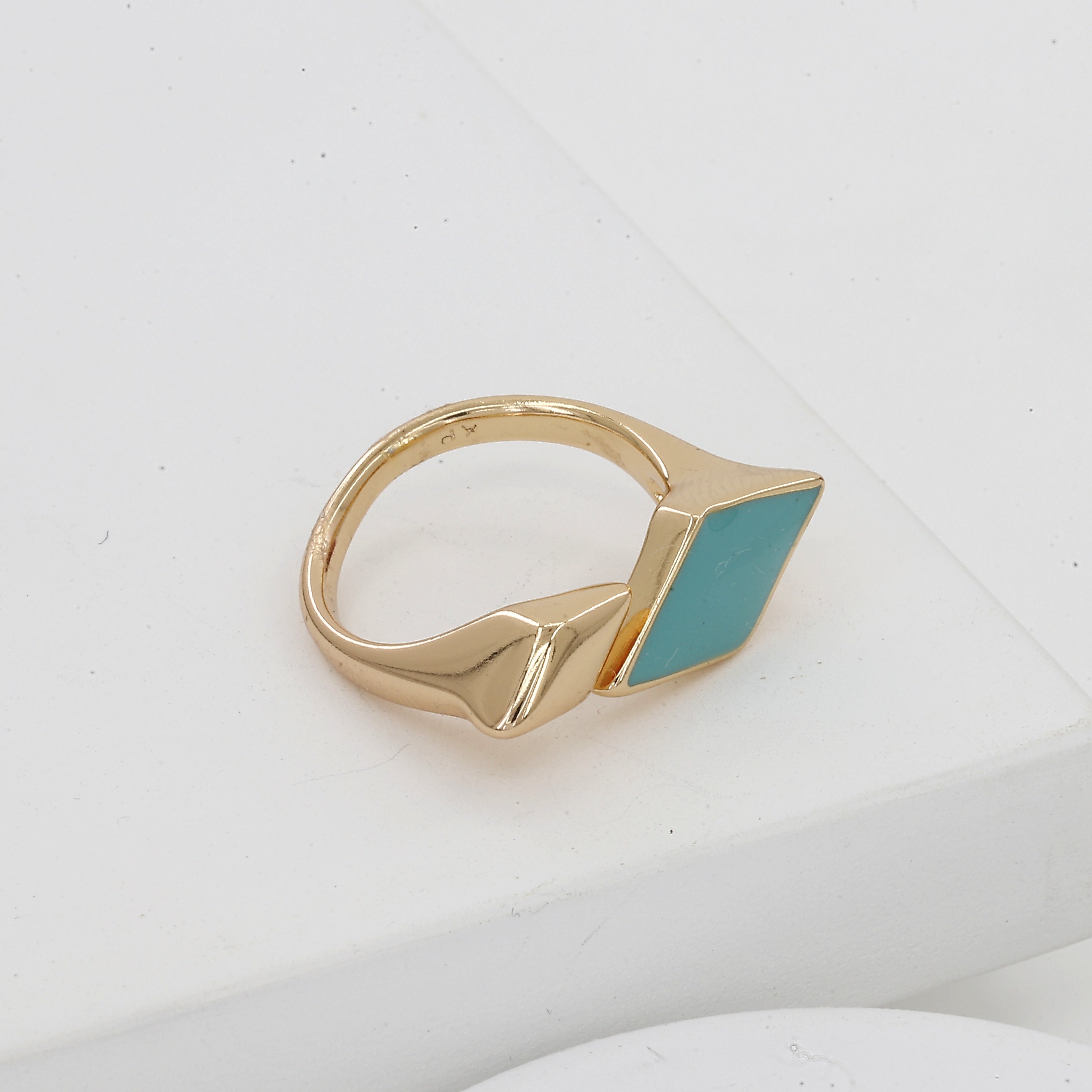 Geometric Turquoise Inlay Bypass Ring