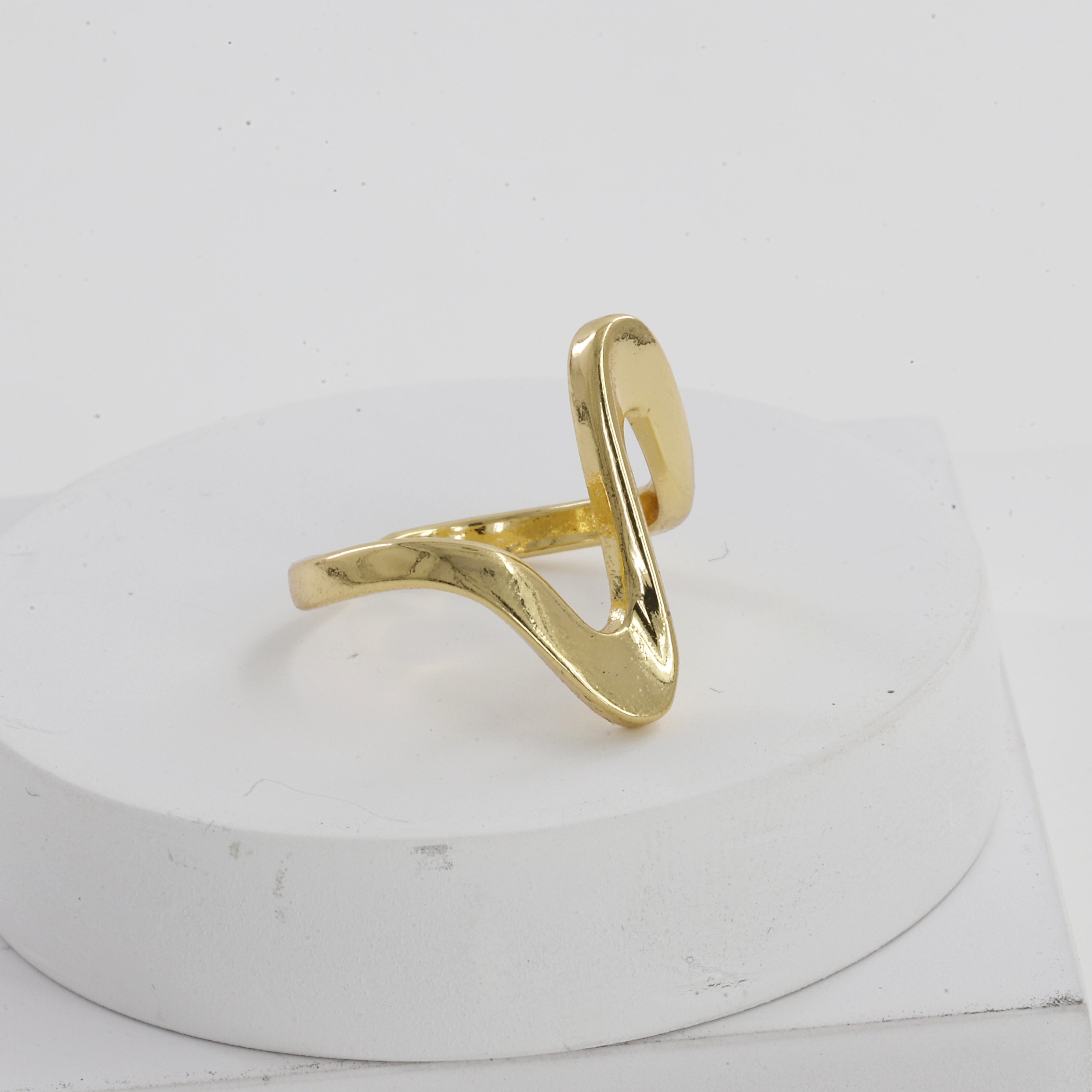 Gold Tone Wave Adjustable Ring