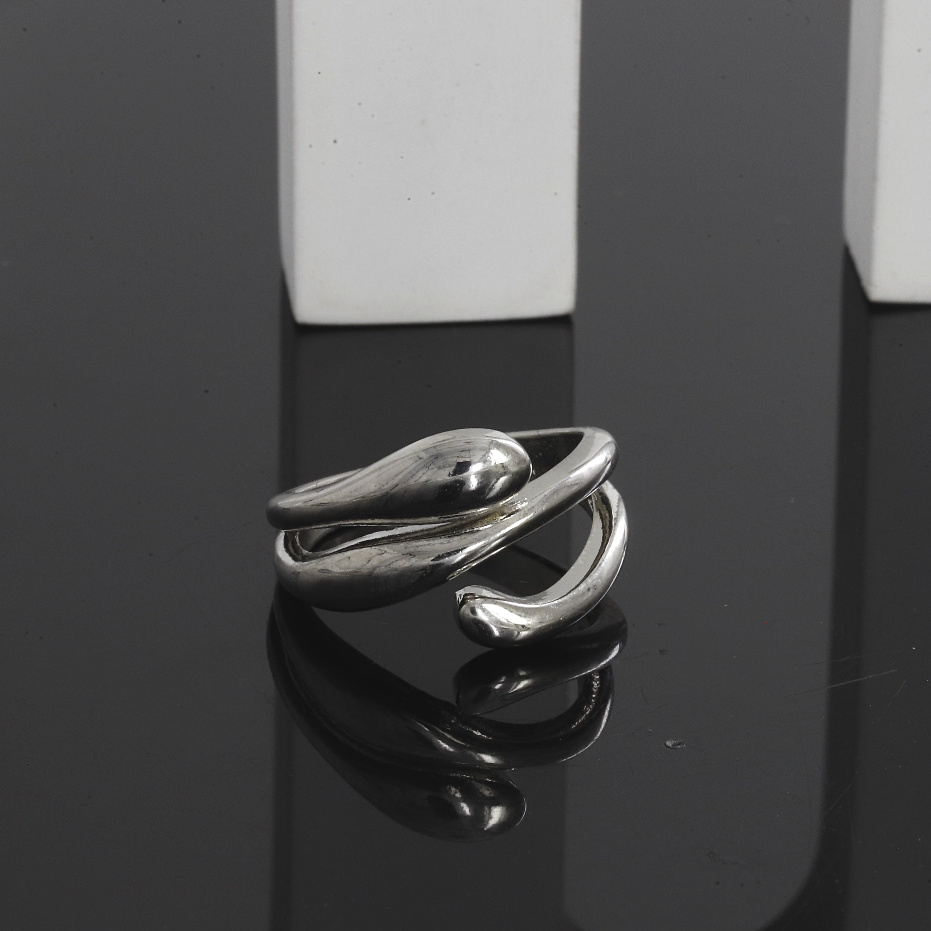 Silver Teardrop Wrap Adjustable Ring