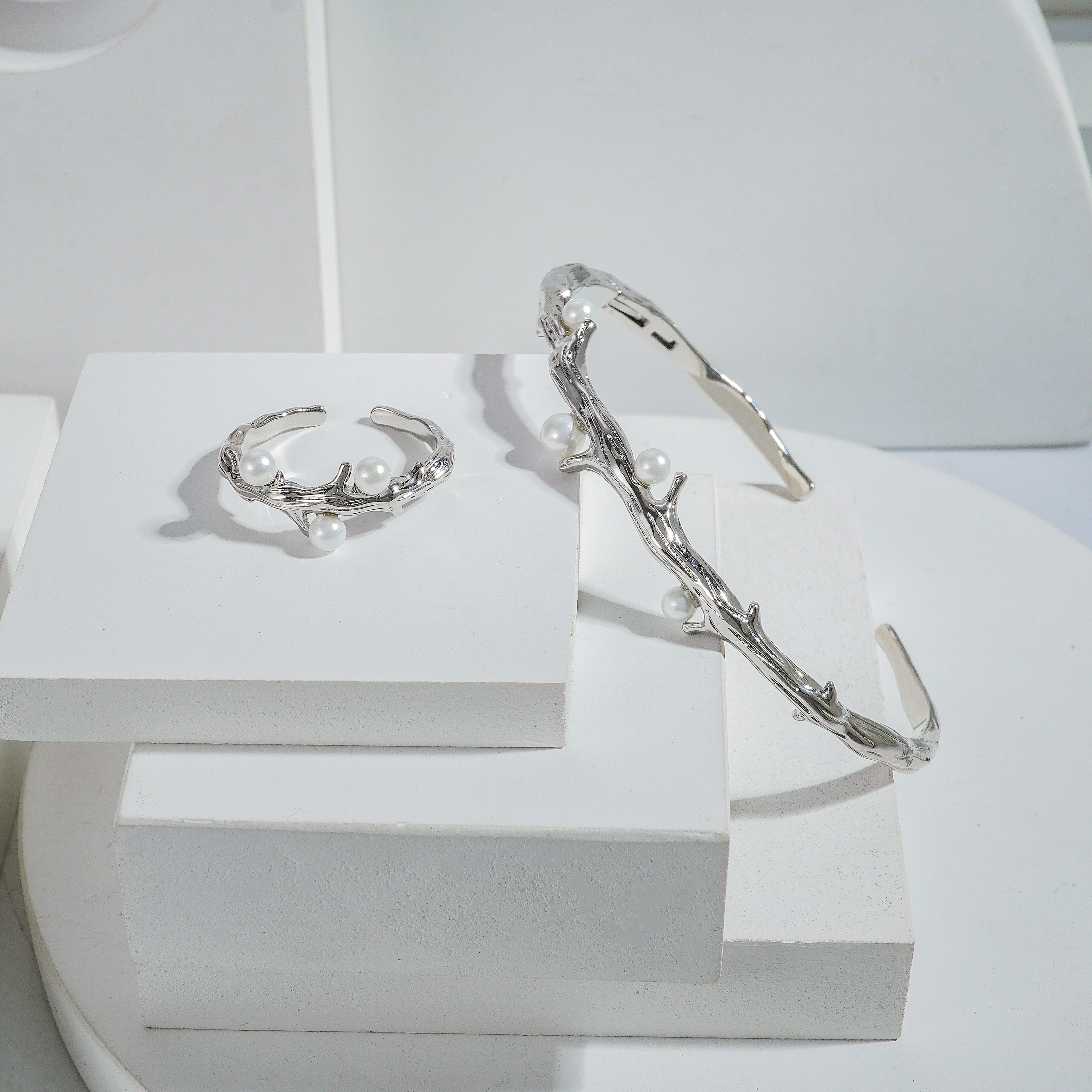 Silver Polish Elegant Kada And Ring Combo Jewelry