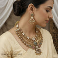 Minimalist Gold-Toned Geometric Charm Necklace Set with Earrings