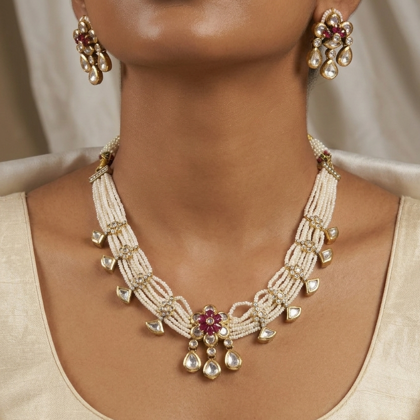 Victorian Polish Traditional Multi-Strand Seed Pearl Necklace Set